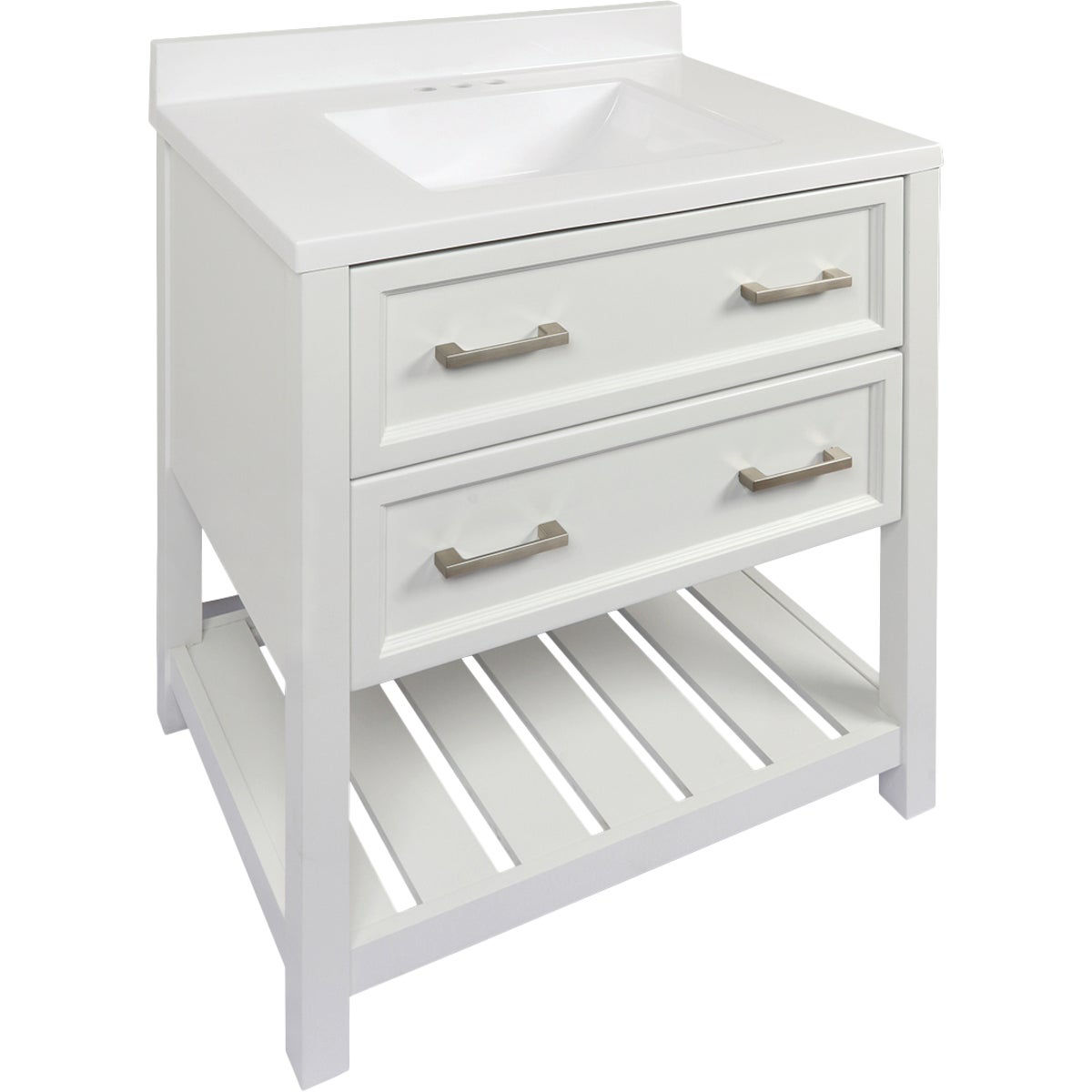 Modular Sorrento White 31 In W x 34-1 or 2 In H x 22 In D Vanity with White Cultured Marble Top