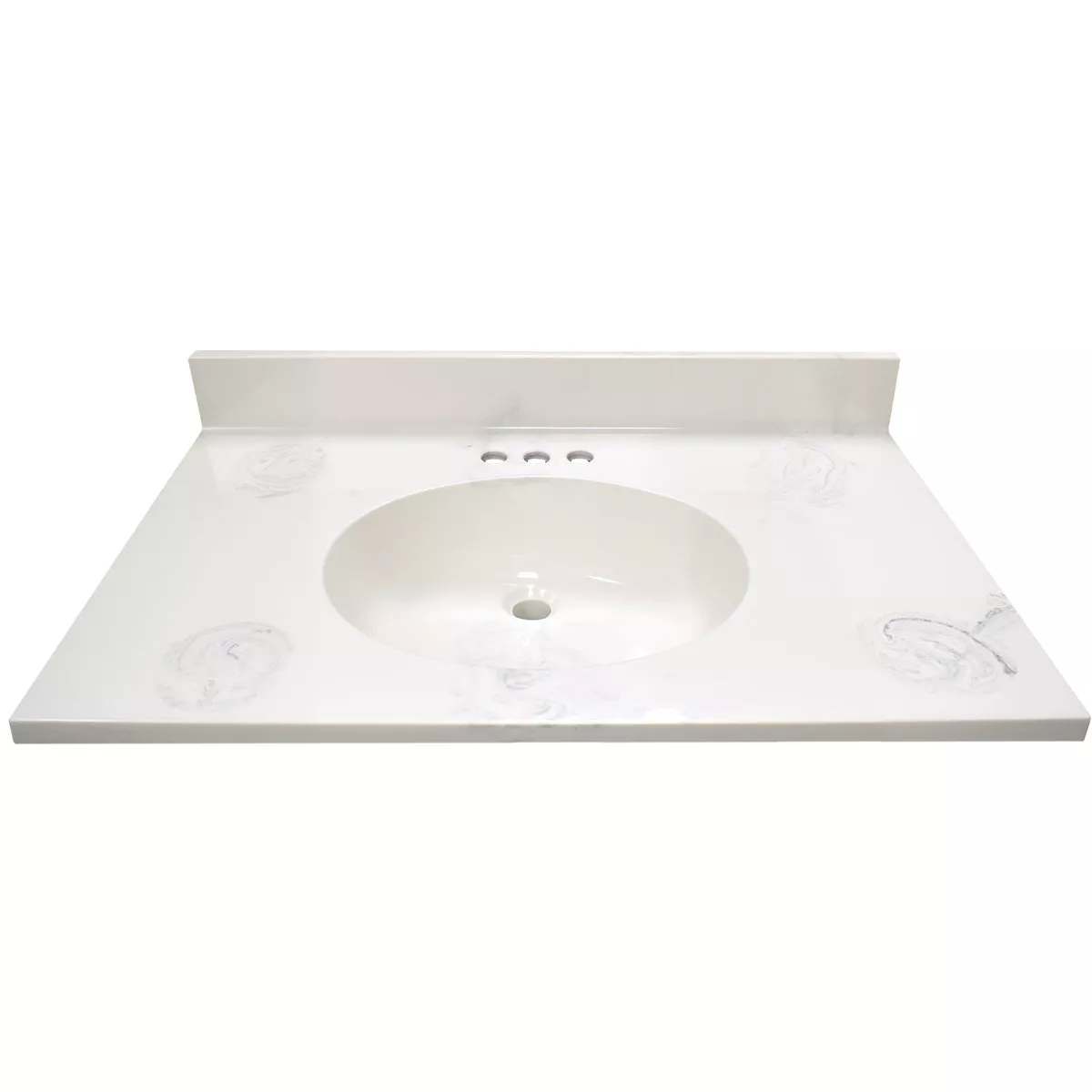 Modular Vanity Tops 31 In. W x 22 In. D Marbled Dove Gray Cultured Marble Flat Edge Single Sink Vanity Top with Oval Bowl