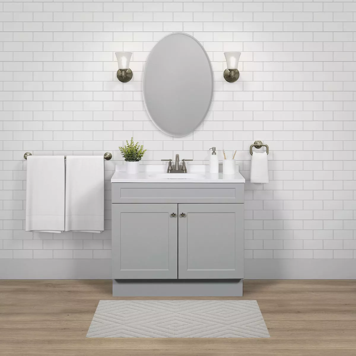 Zenith Zenna Home Cool Gray 36 In. W x 35 In. H x 18 In. D Shaker Vanity with White Cultured Marble Top - photo 2