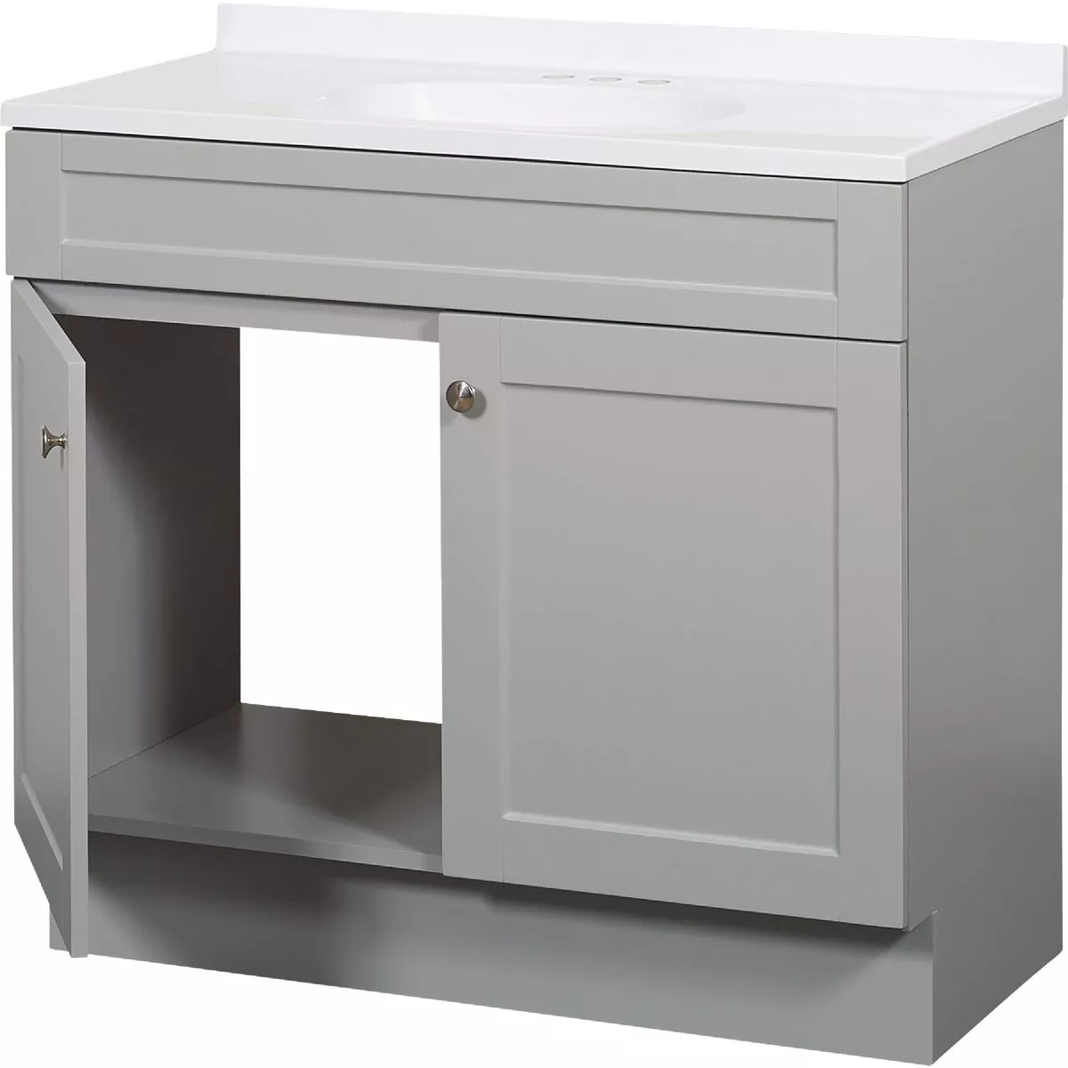 Zenith Zenna Home Cool Gray 36 In. W x 35 In. H x 18 In. D Shaker Vanity with White Cultured Marble Top - photo 3