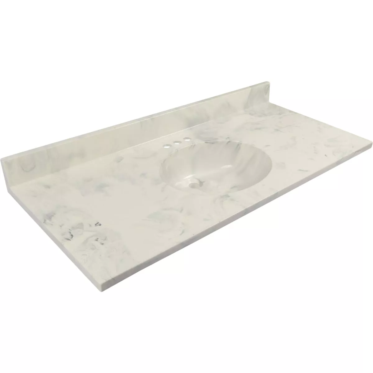 Modular Vanity Tops 49 In. W x 22 In. D Marbled Dove Gray Cultured Marble Flat Edge Single Sink Vanity Top with Oval Bowl