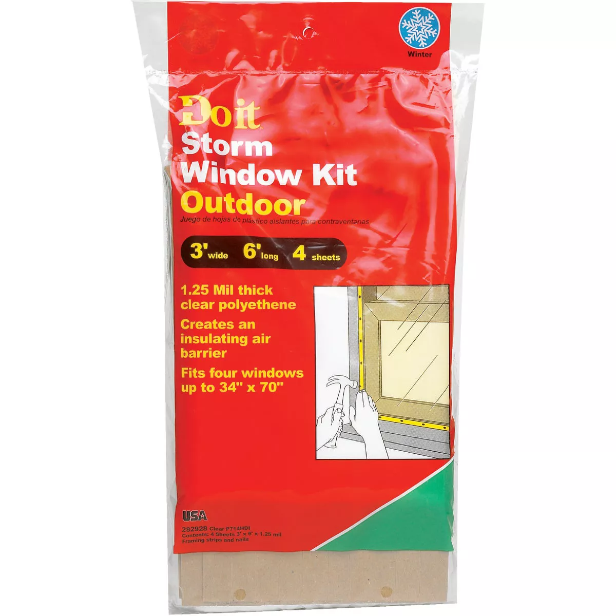 Do it Outdoor 3 Ft. x 6 Ft. x 1. 25 mil Thick Window Insulation Kit (4-Pack) - photo 2