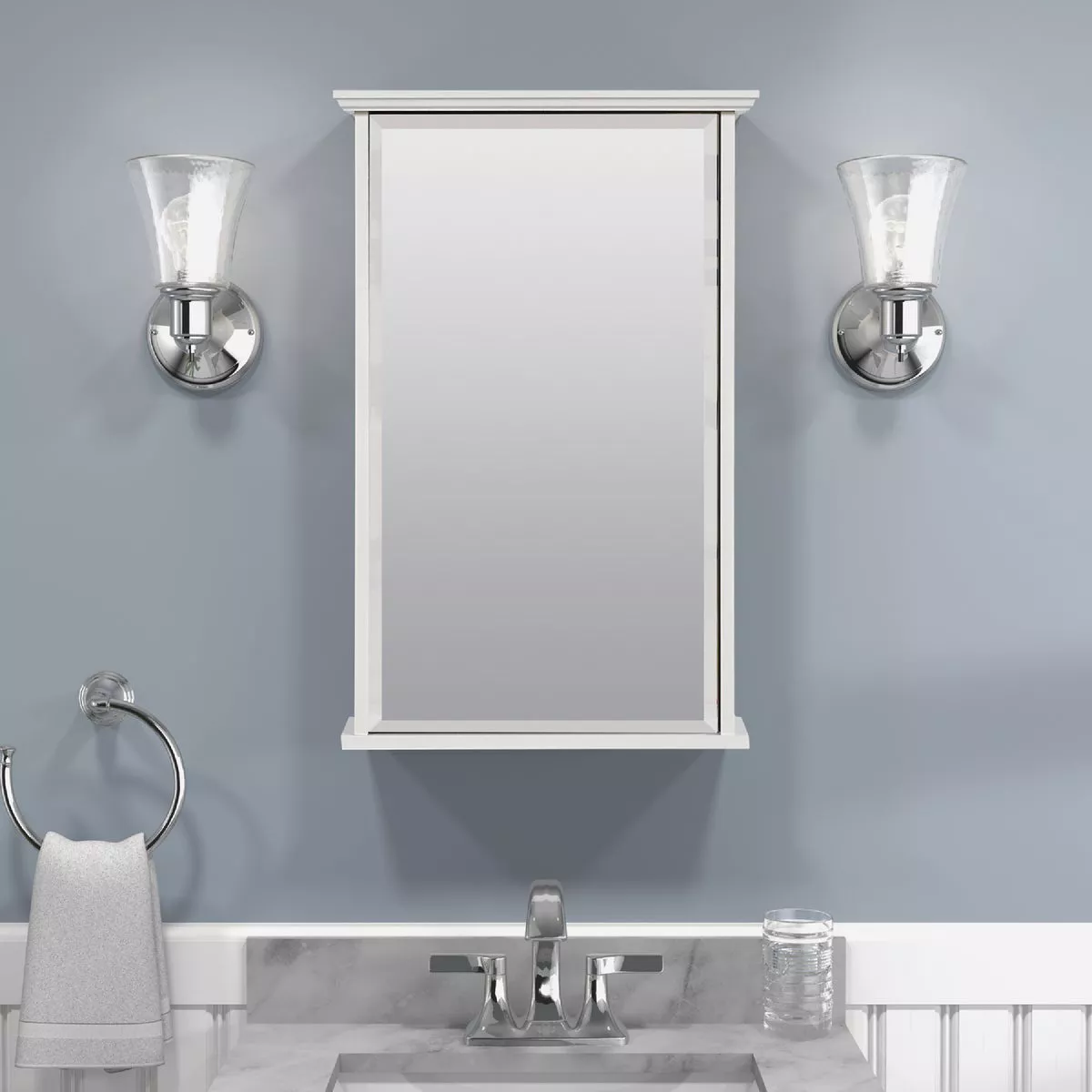 Zenith Zenna Home White 16 In. W. x 25 In. H. x 4.63 In. D. Single Mirror Surface Mount Crown Pediment Medicine Cabinet - photo 2