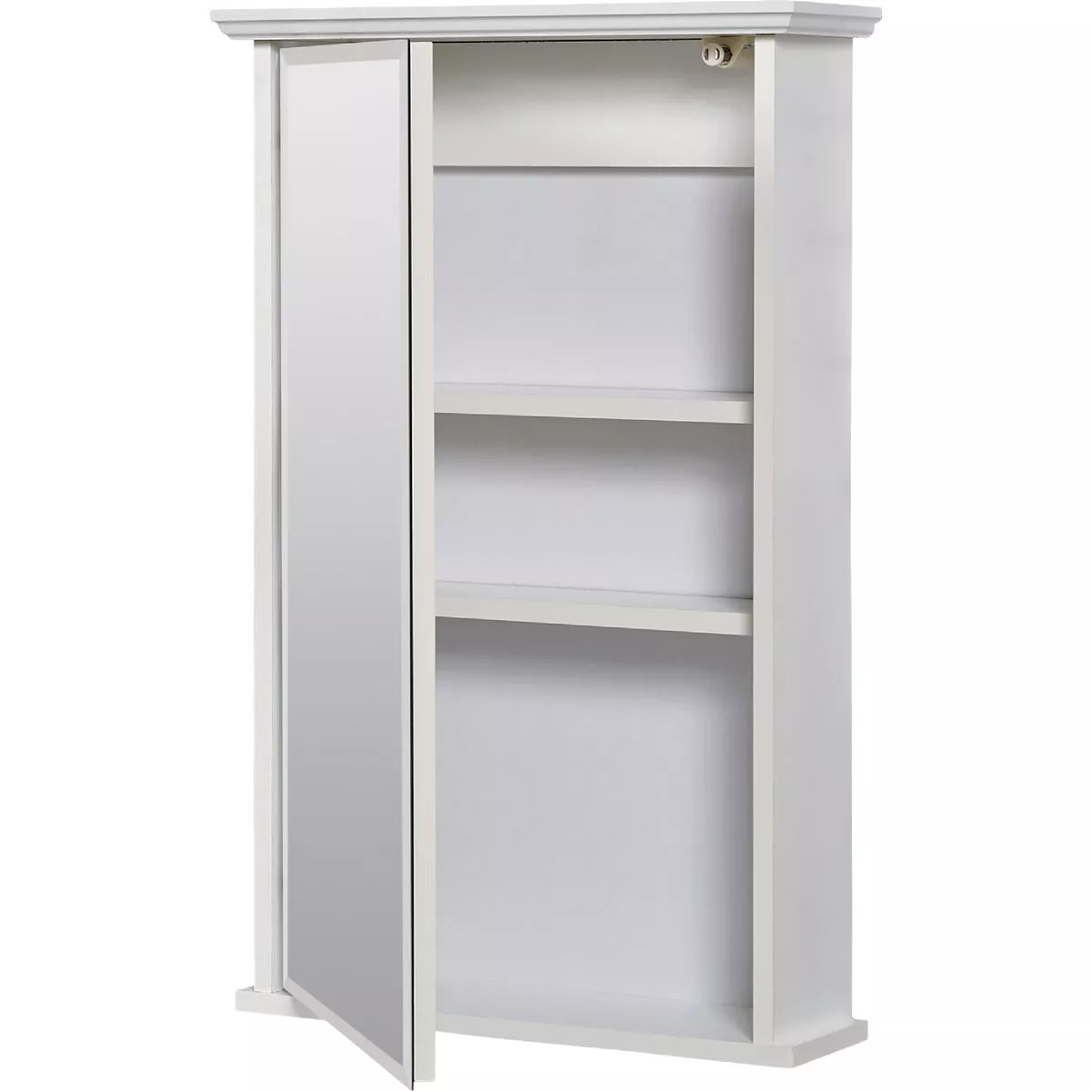 Zenith Zenna Home White 16 In. W. x 25 In. H. x 4.63 In. D. Single Mirror Surface Mount Crown Pediment Medicine Cabinet - photo 5