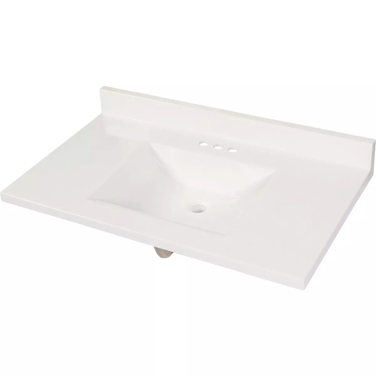 Modular Vanity Tops 37 In. W x 22 In. D Solid White Cultured Marble Vanity Top with Rectangular Wave Bowl