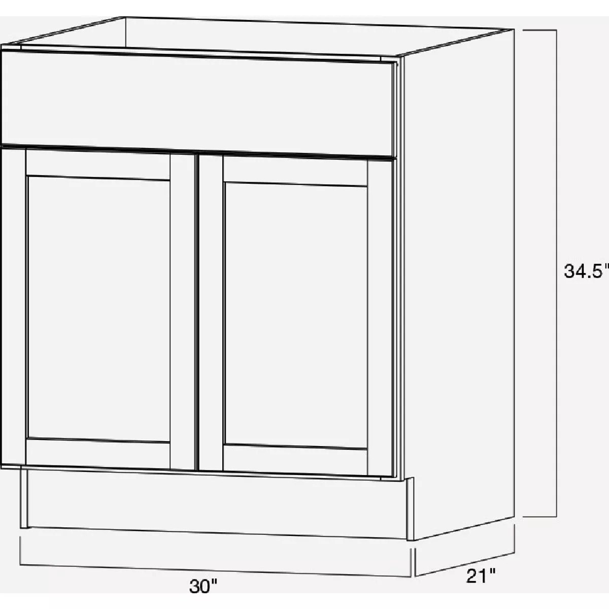 Continental Cabinets Andover Shaker 30 In. W x 34-1/2 In. H x 21 In. D White Vanity Sink Base - photo 5