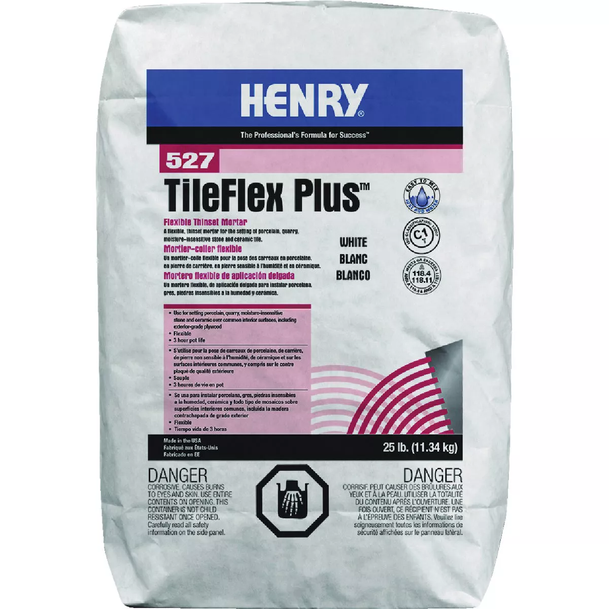 Henry 527 TileFlex Plus White Flexible Thin-Set Mortar, 25 Lb.