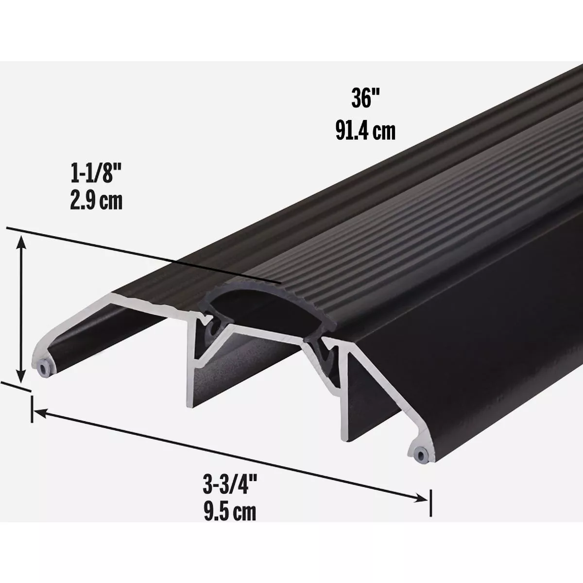 M-D Building Products 3-3/4 In. x 1-1/8 In. x 36 In. Brown Aluminum and Vinyl Heavy-Duty High-Profile Threshold - photo 4