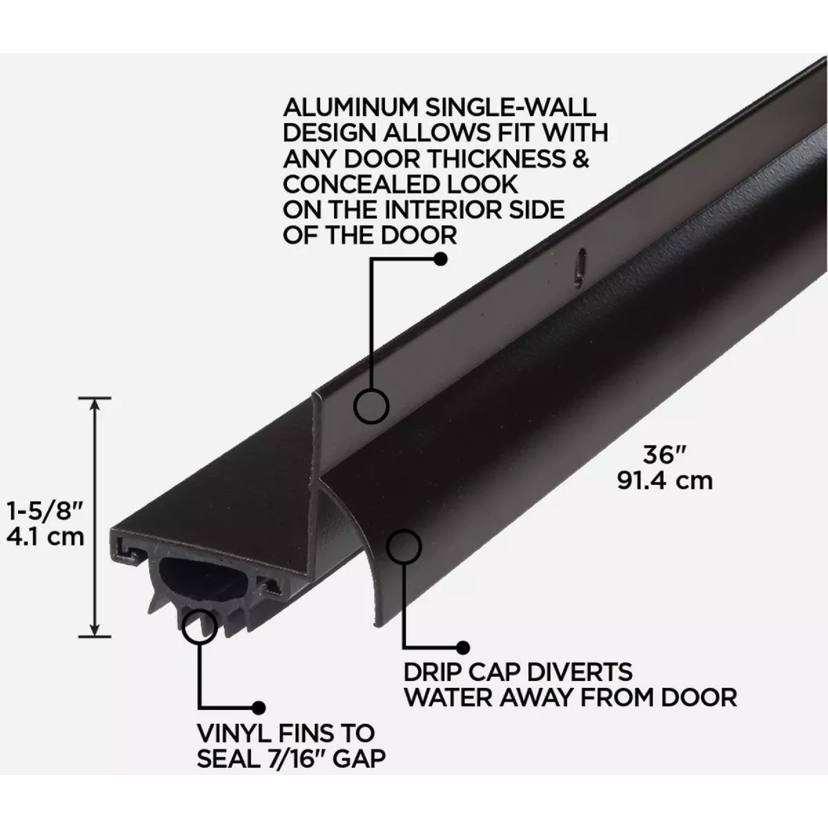 M-D Building Products 1.75 In. W. x 1.625 In. H. x 36 In. L. Aluminum Brown Door Bottom - photo 5