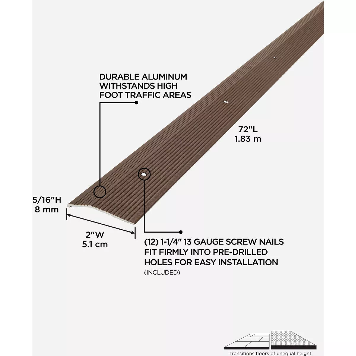 M-D Building Products 2 In. X 72 In. Forest Brown Aluminum Carpet Trim with Screw Nails - photo 5