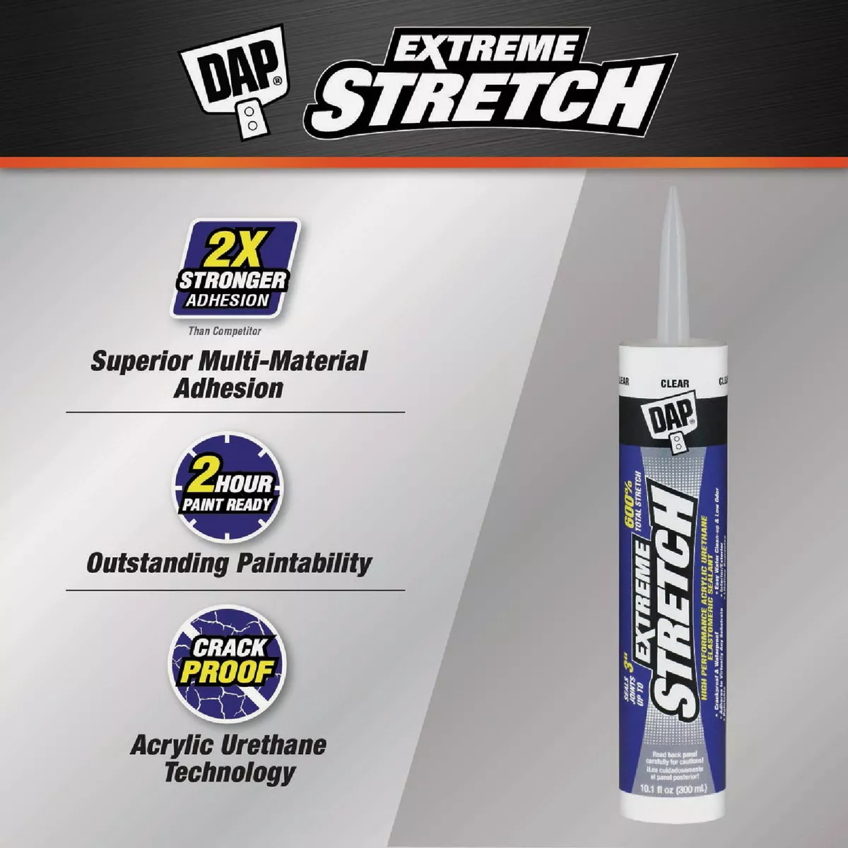 Dap Extreme Stretch 10.1 Oz. Clear Acrylic Urethane Premium Elastomeric Sealant - photo 2