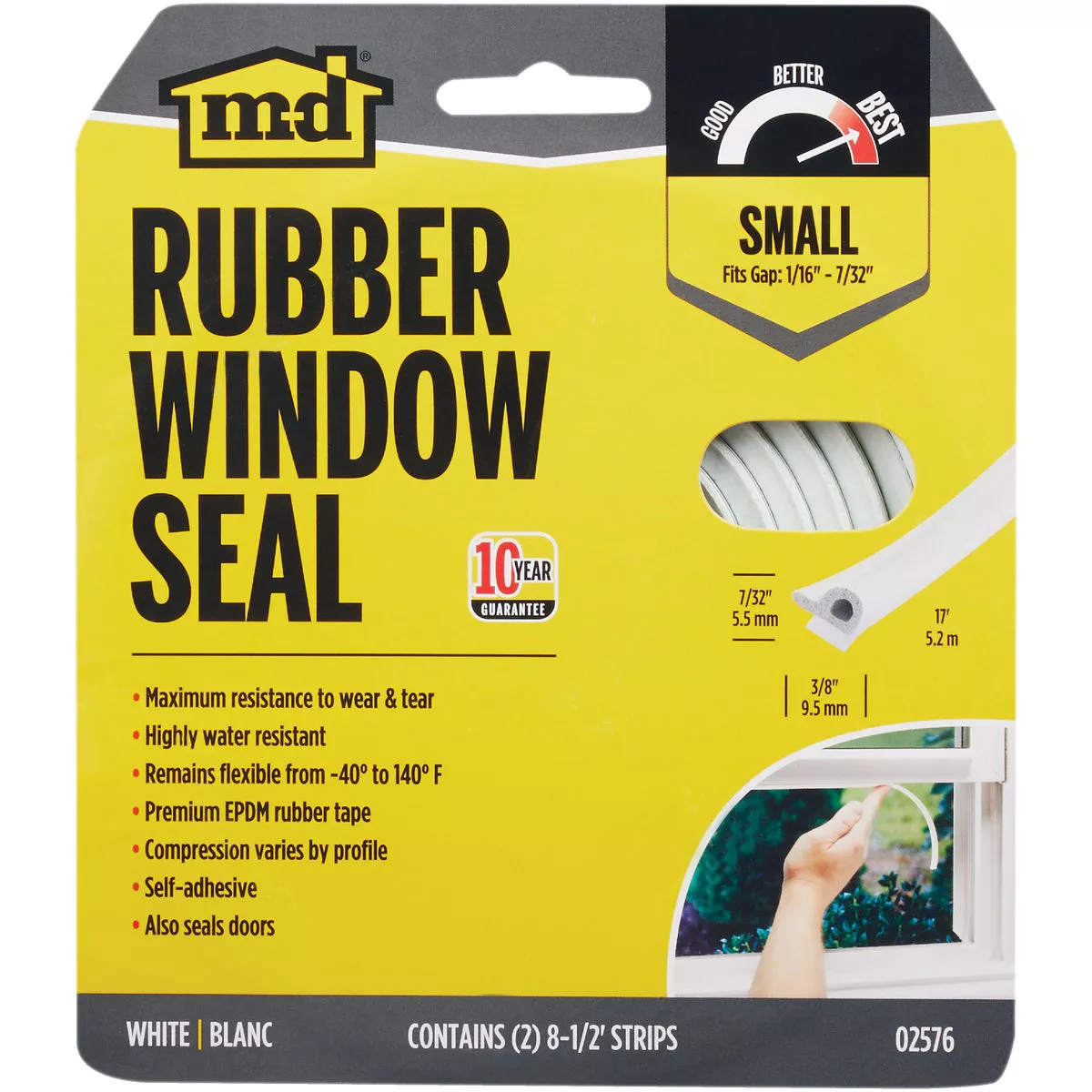 M-D Building Products 7/32 In. x 3/8 In. x 17 In. White Premium Rubber Window Seal for Small Gaps