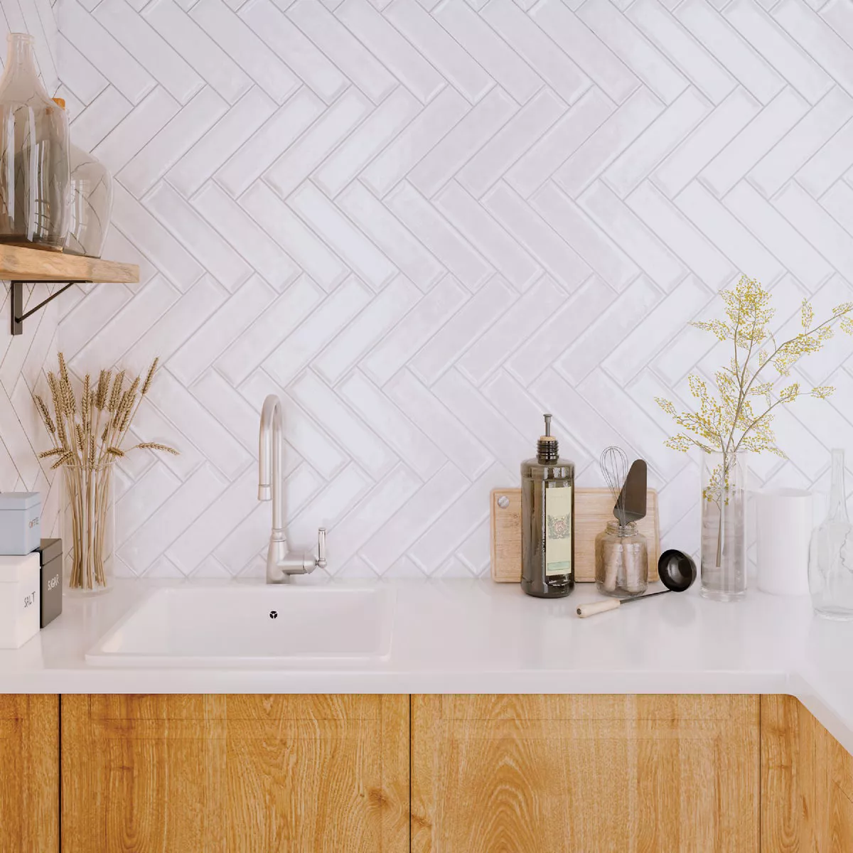 Emser Raku 3 In. x 12 In. Glossy White Ceramic Wall Tile with Hand Glazed Inverted Visual (6.29 Sq. Ft./Case)