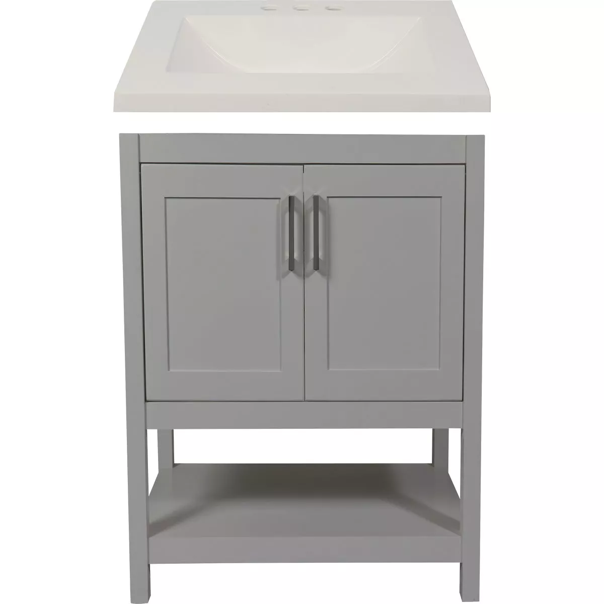 Modular Monaco Gray 24 In. W x 18 In. D x 34-1/2 In. H Vanity with White Cultured Marble Top