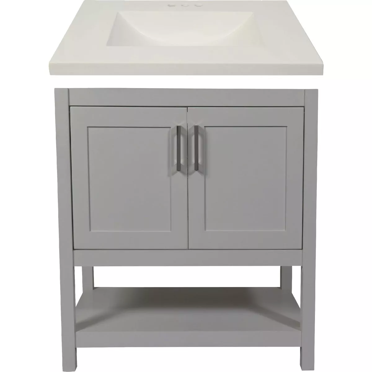 Modular Monaco Gray 30 In. W x 21 In. D x 34-1/2 In. H Vanity with White Cultured Marble Top