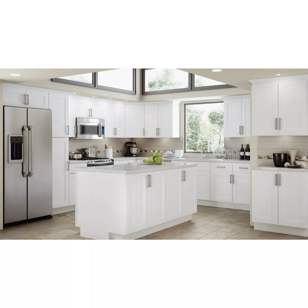 Continental Cabinets Andover Shaker 36 In. W x 12 In. D x 12 In. H White Thermofoil Bridge Wall Kitchen Cabinet - photo 4