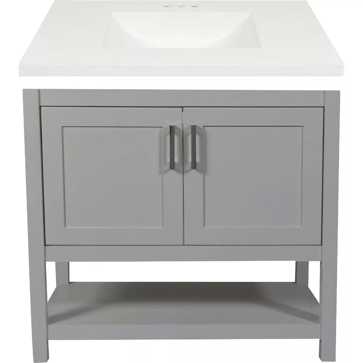 Modular Monaco Gray 36 In. W x 21 In. D x 34-1/2 In. H Vanity with White Cultured Marble Top