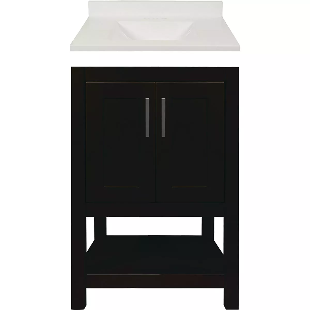 Modular Monaco Espresso 24 In. W x 18 In. D x 34-1/2 In. H Vanity with White Cultured Marble Top