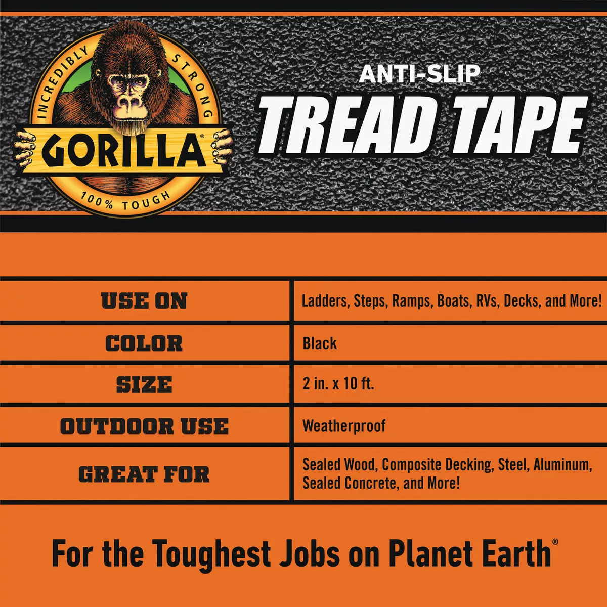 Gorilla 2 In. x 10 Ft. Black Anti-Slip Tread Tape Roll - photo 5