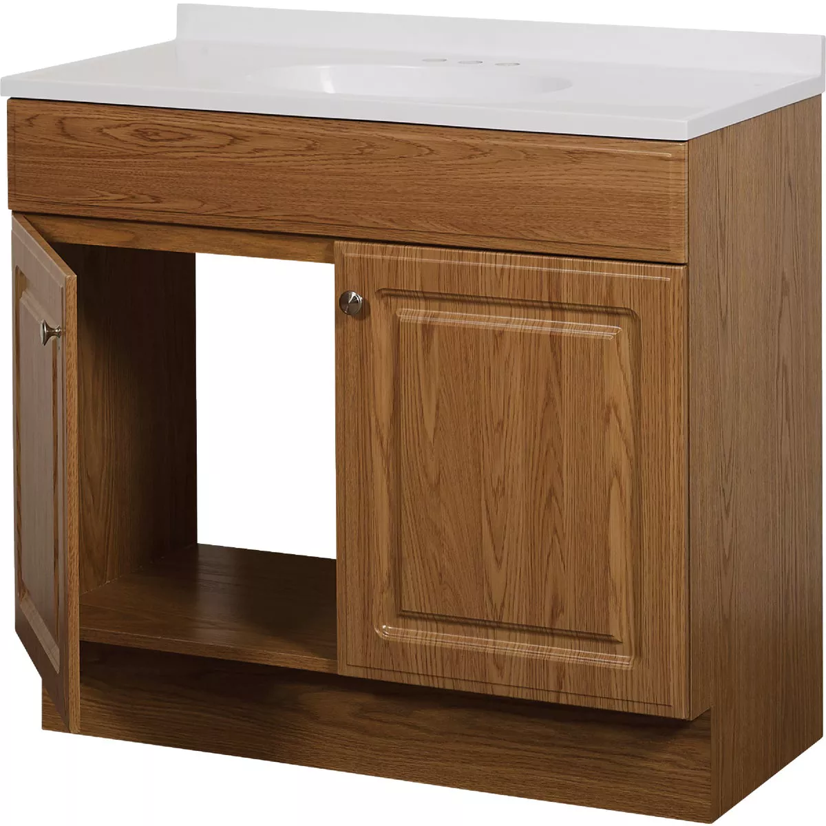 Zenith Zenna Home Oak 36 In. W x 35 In. H x 18 In. D Vanity with White Cultured Marble Top - photo 3