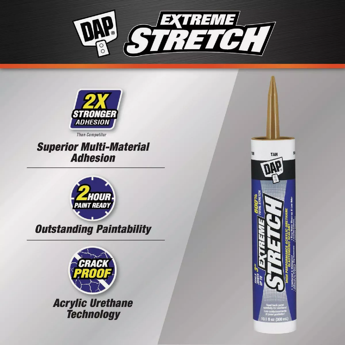 Dap Extreme Stretch 10.1 Oz. Tan Acrylic Urethane Premium Elastomeric Sealant - photo 2