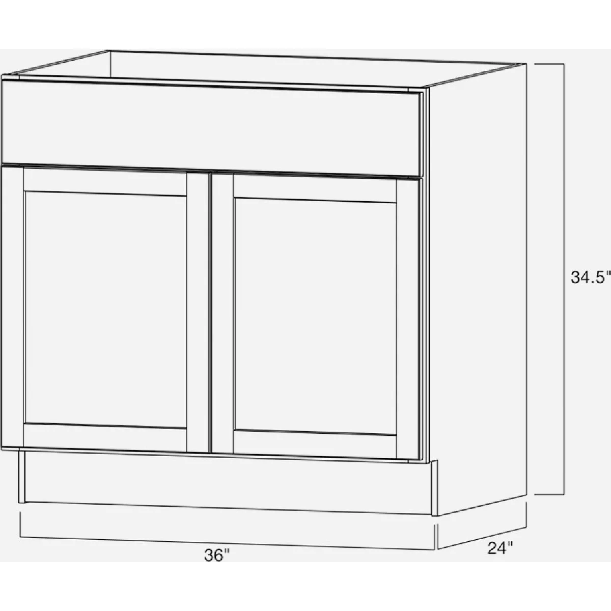 Continental Cabinets Andover Shaker 36 In. W. x 24 In. D. x 34-1/2 In. H White Thermofoil Sink Base Kitchen Cabinet - photo 3