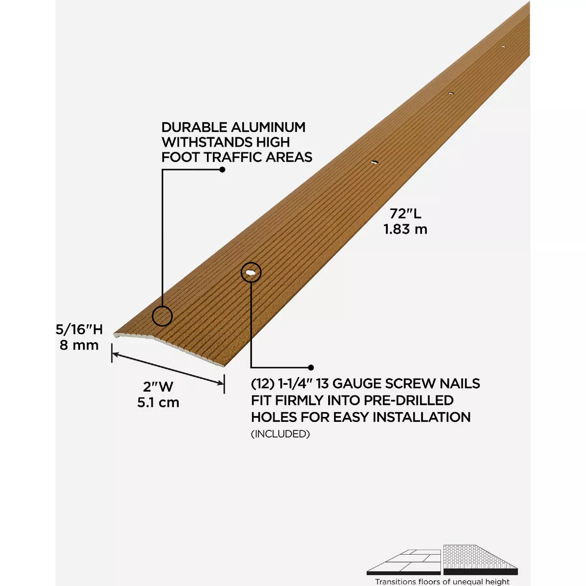 M-D Building Products 2 In. X 72 In. Antique Brass Aluminum Carpet Trim with Screw Nails - photo 5