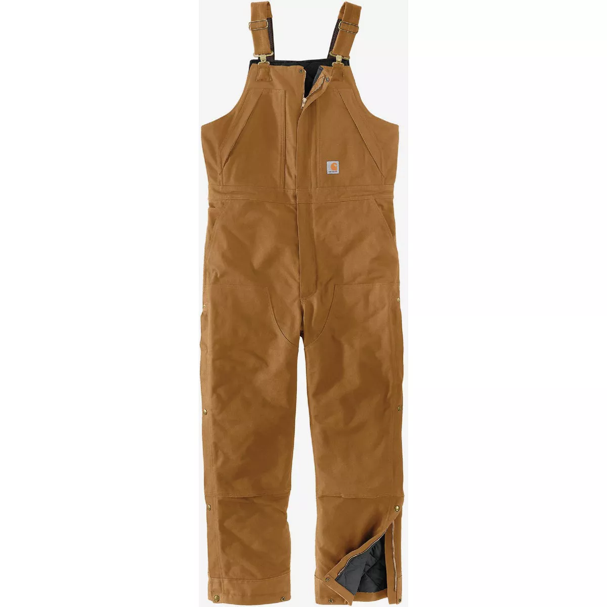 Carhartt Men's Medium Short Brown Firm Duck Insualted Biberalls, Loose Fit