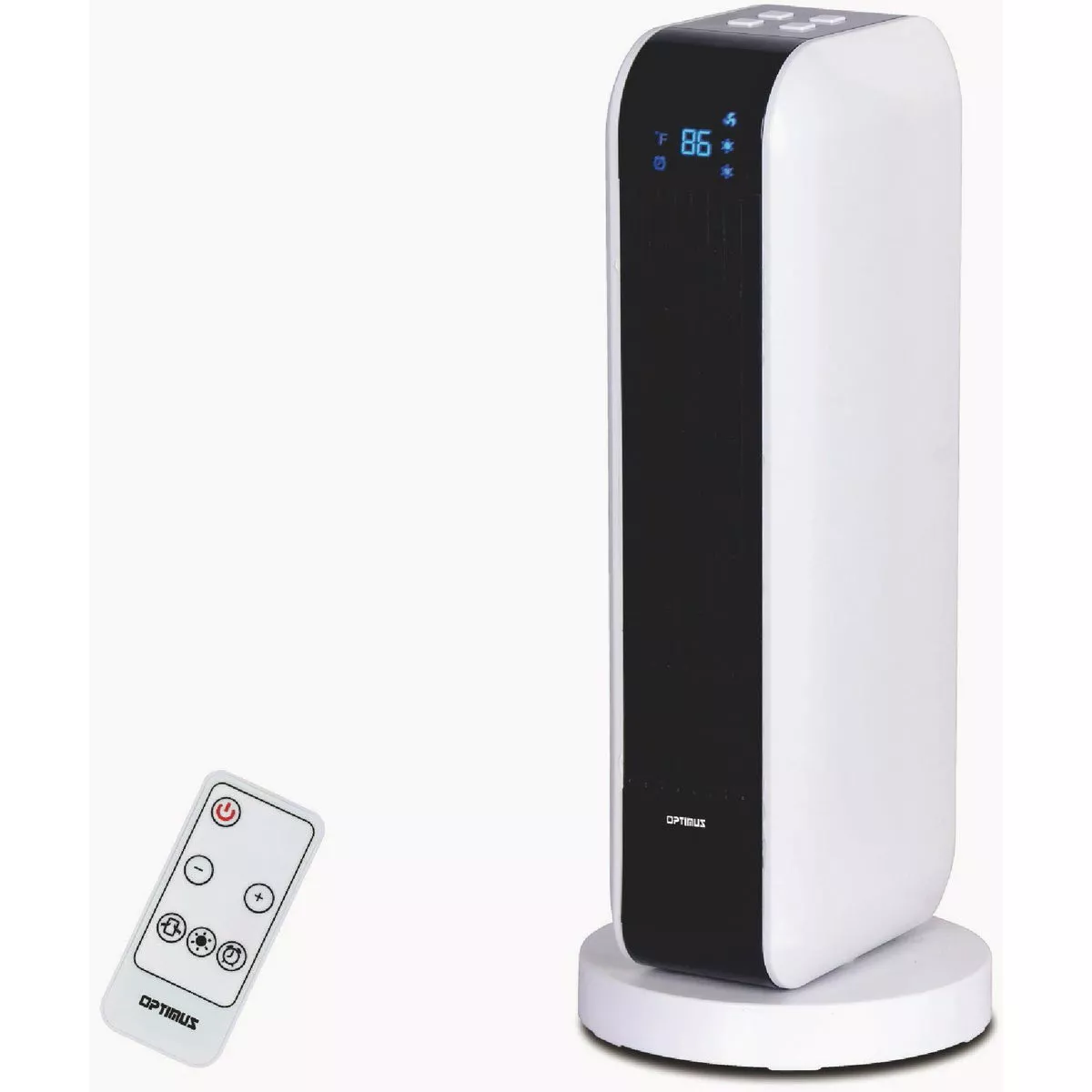 Optimus 1500W 110V 17 In. Oscillating Tower Heater with Remote