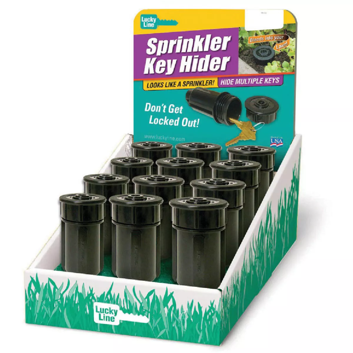 Lucky Line Black Plastic Sprinkler Key Hider Display (12-Piece)
