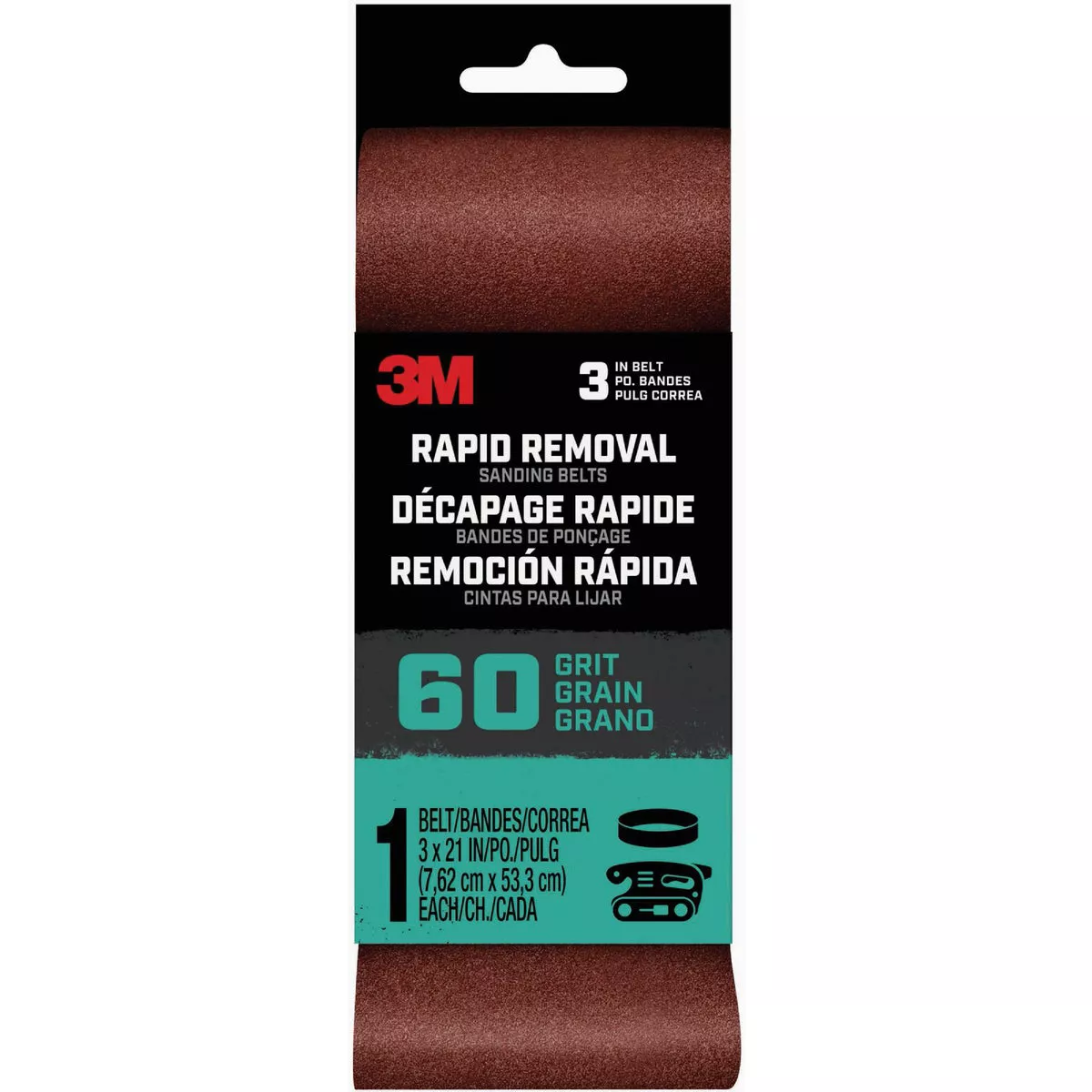 3M 3 In. x 21 In. 60 Grit Rapid Removal Power Sanding Belt (10-Pack)-