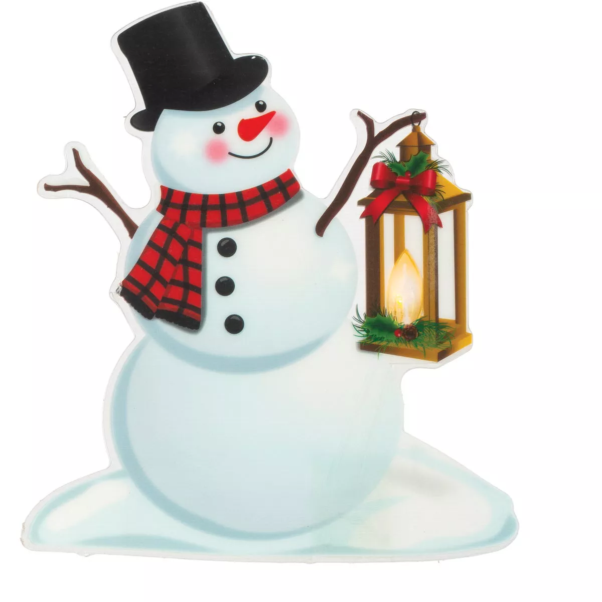 Everlasting Glow Snowman Window Cling Warm White LED Candle