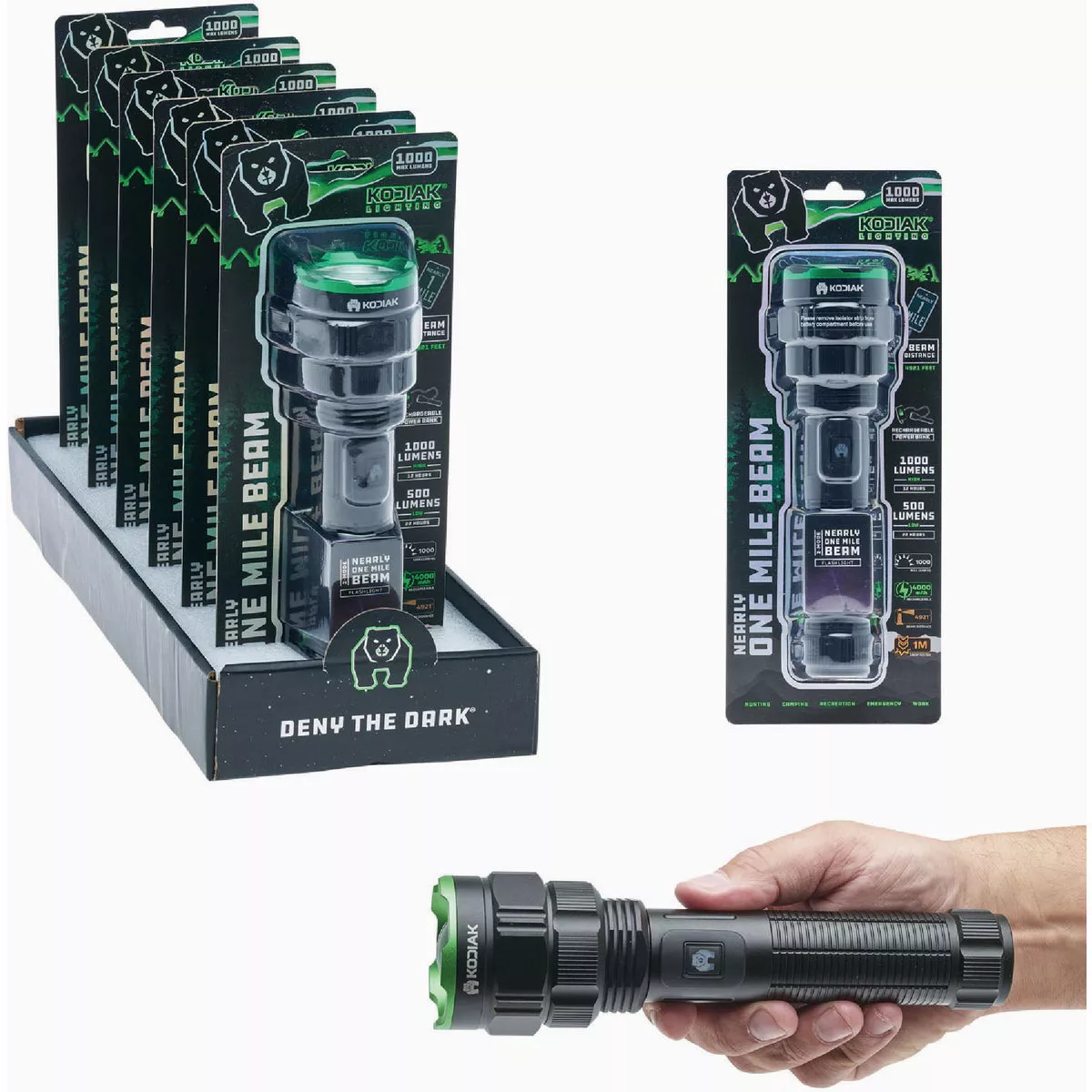 Kodiak Nearly 1 Mile Beam Rechargeable Tactical Flashlight