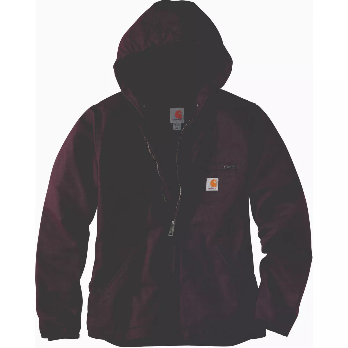 Carhartt Women's Small Regular Deep Wine Washed Duck Sherpa-Lined Jacket, Loose Fit