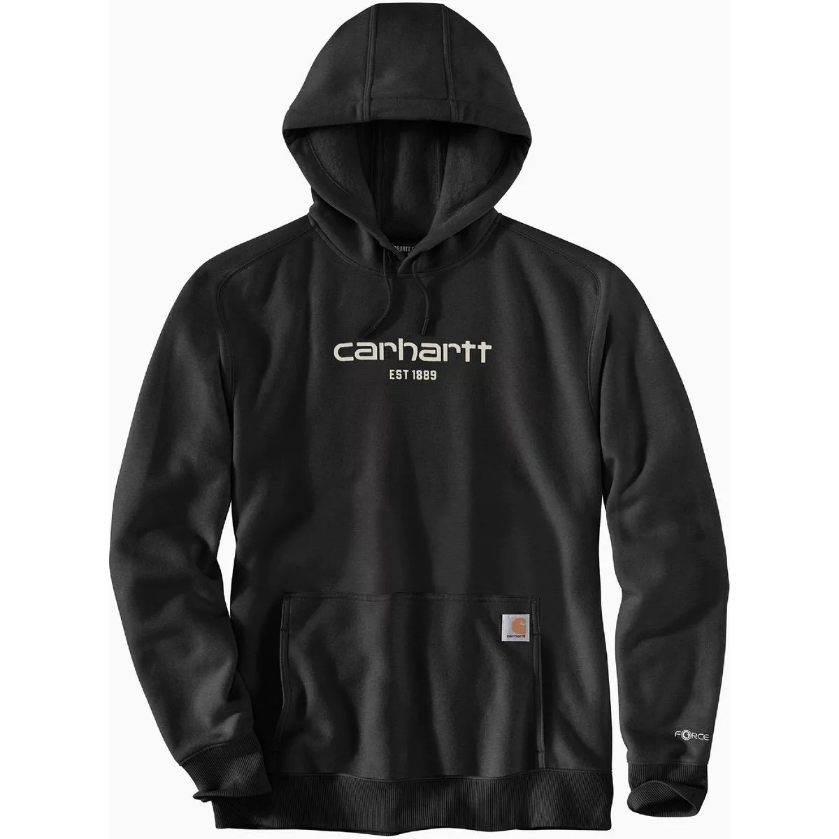 Carhartt Force Men's Large Tall Black Lightweight Logo Graphic Pullover Hooded Sweatshirt, Relaxed Fit