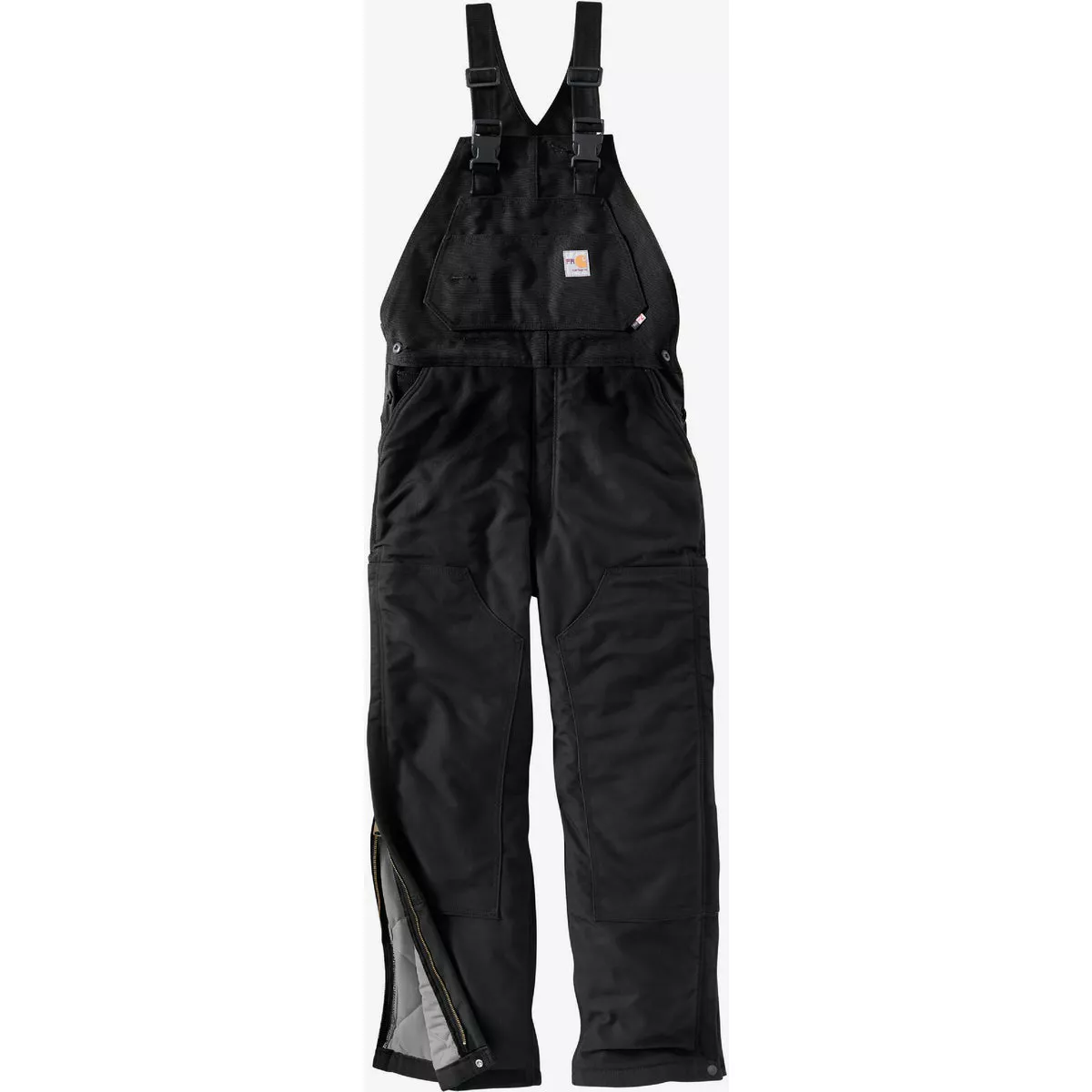 Carhartt Men's 32x32 Black Flame-Resistant Duck Quilt-Lined Bib Overalls