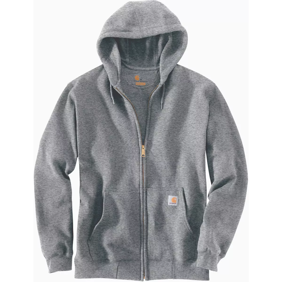 Carhartt Men's 2XL Regular Heather Gray Midweight Full Zip Sweatshirt, Loose Fit