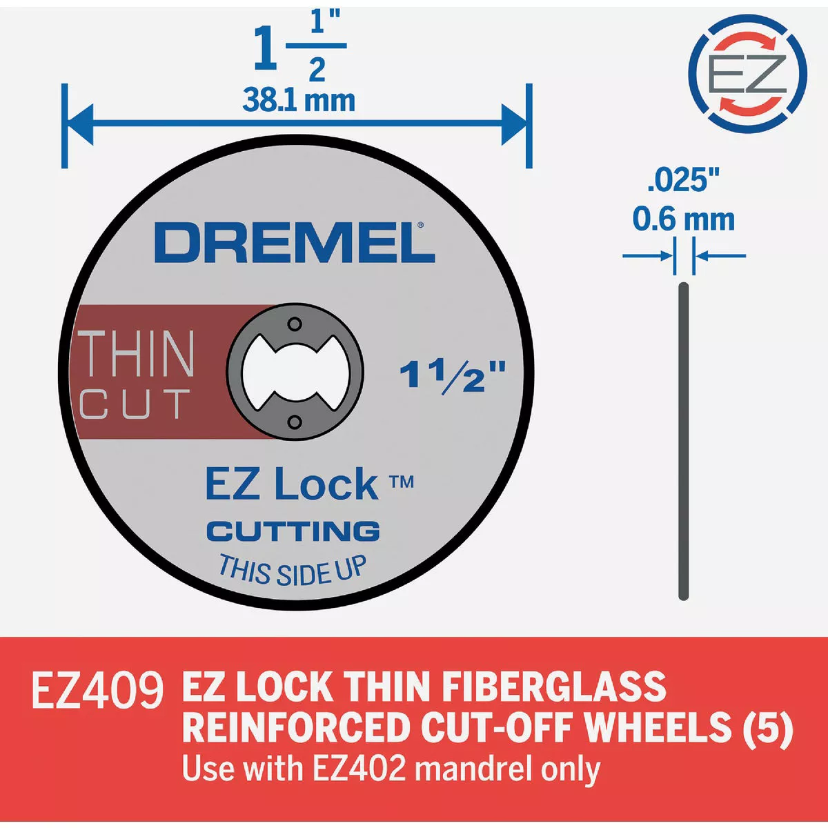 Dremel 1-1/2 In. EZ Lock Thin Cut-Off Wheel (5-Pack) - photo 3