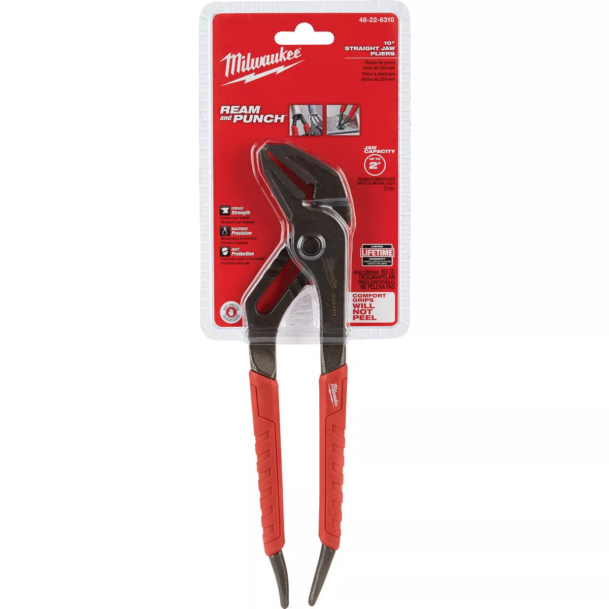 Milwaukee 10 In. Comfort Grip Straight Jaw Groove Joint Pliers