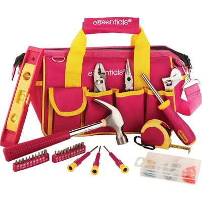 Essentials Around-the-House Homeowner's Tool Set with Pink Tool Bag (32-Piece) product image