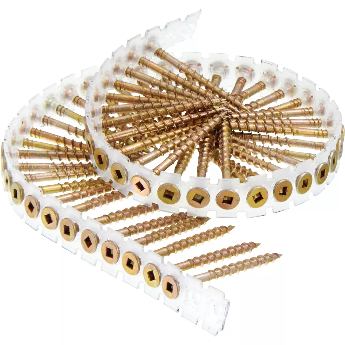 Senco DuraSpin #8 x 2 In. Square Recess Flat Collated Wood Screws, Yellow Zinc Finish (1000 Ct.)