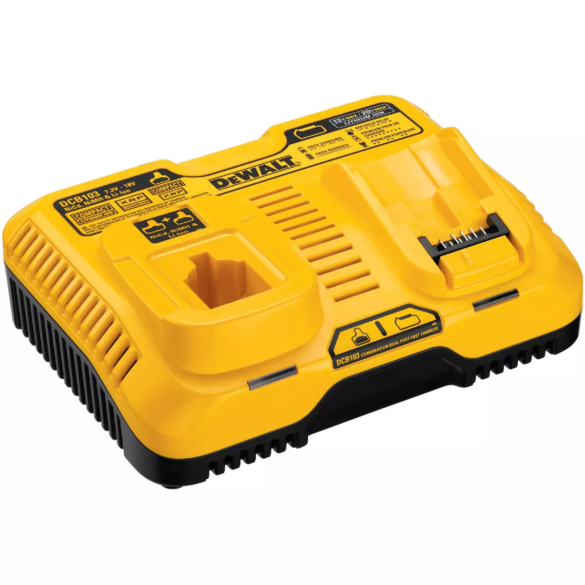 DEWALT 7.2 Volt to 20 Volt MAX Nickel-Cadmium/Nickel-Metal Hydride/Lithium-Ion Dual Port Fast Battery Charger
