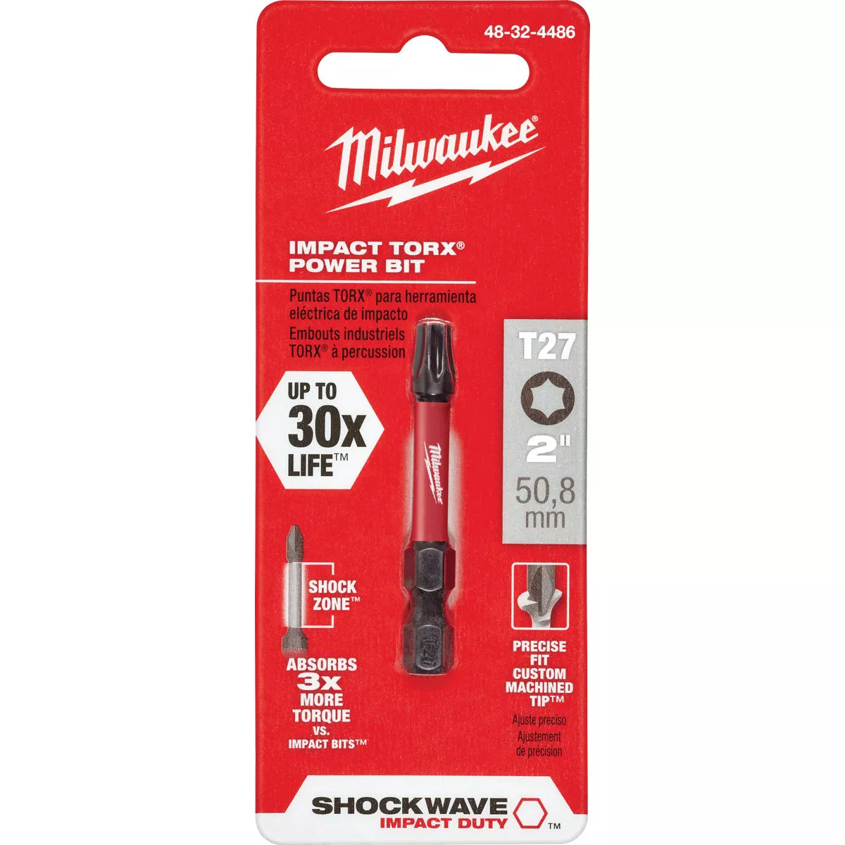 Milwaukee SHOCKWAVE T27 TORX 2 In. Power Impact Screwdriver Bit