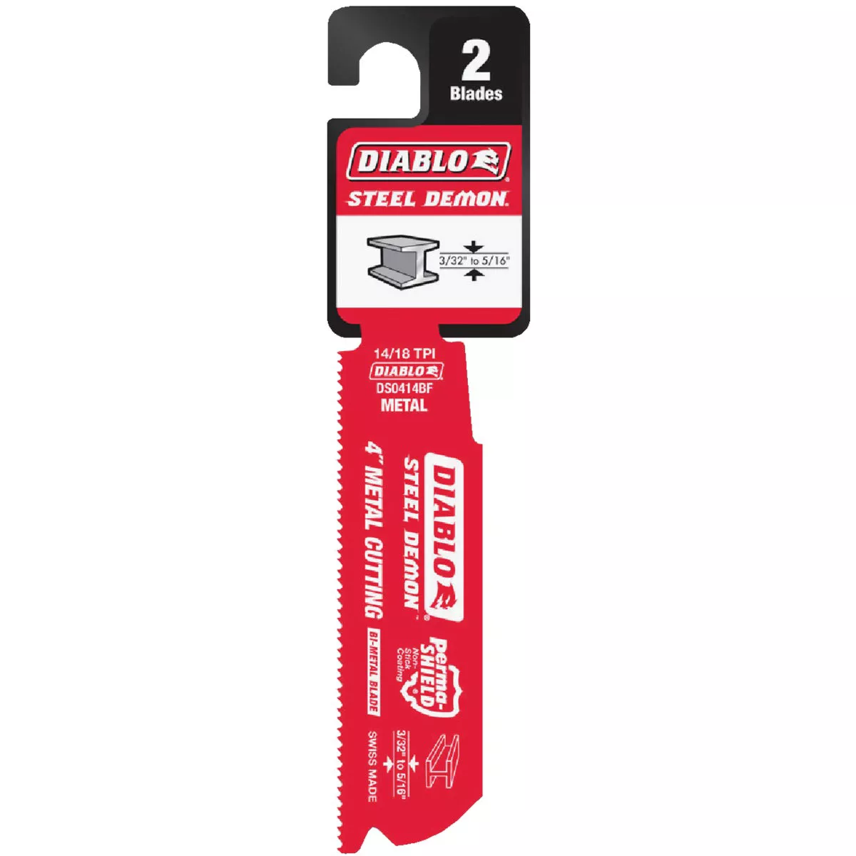 Diablo 4 In. 14/18 TPI Bi-Metal Medium Metal Reciprocating Saw Blade (2-Pack)