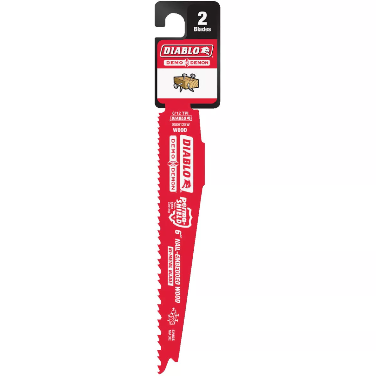 Diablo Demo Demon 6 In. 6/12 TPI Bi-Metal Nail-Embedded Wood Reciprocating Saw Blade (2-Pack)