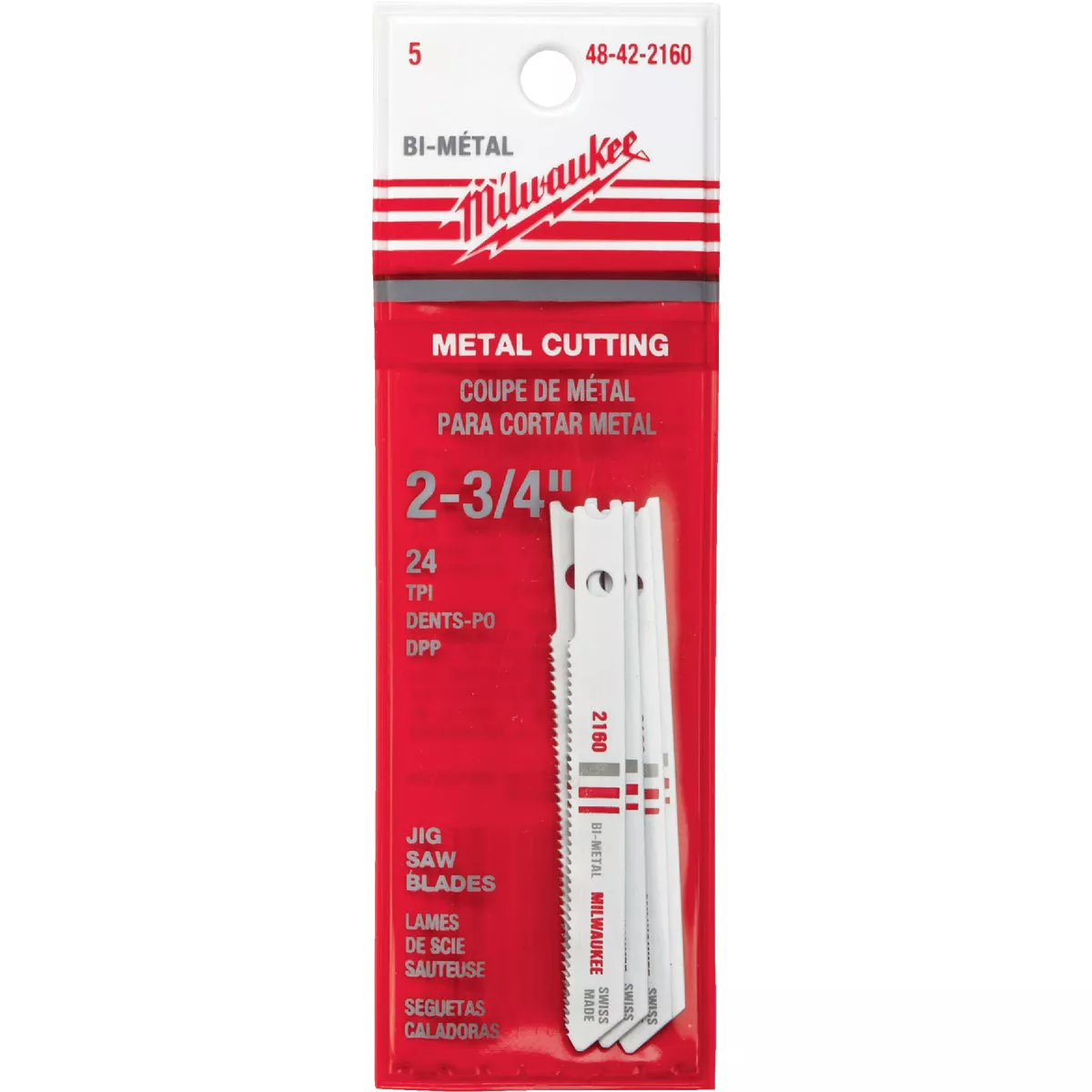 Milwaukee U-Shank 2-3/4 In. x 24 TPI Bi-Metal Jig Saw Blade, Metal Cutting (5-Pack) - photo 2