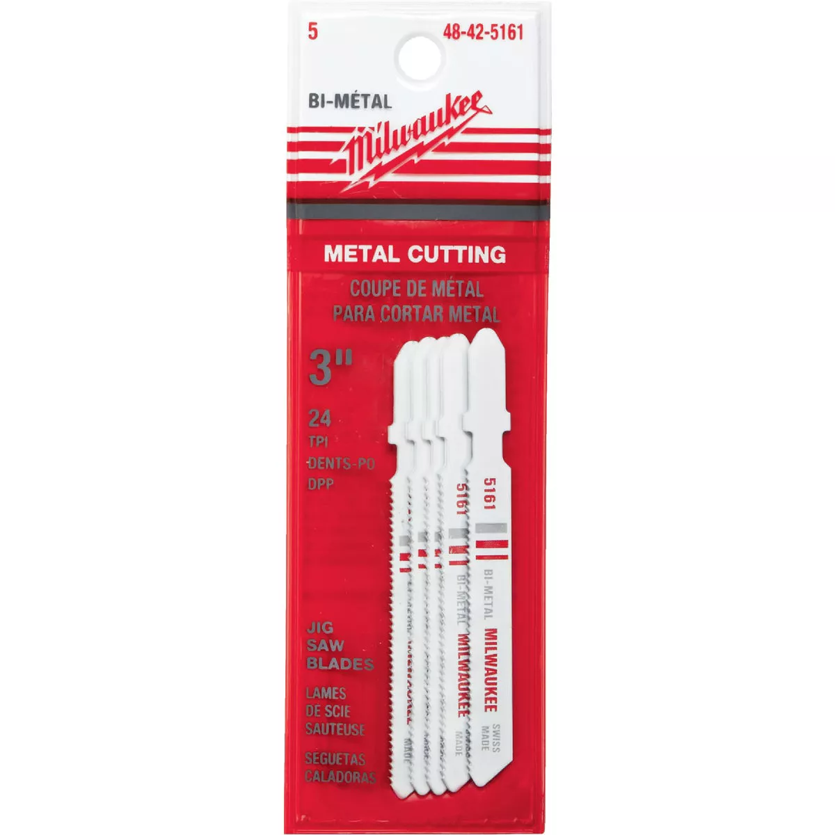 Milwaukee T-Shank 3 In. x 24 TPI Bi-Metal Jig Saw Blade, Metal Cutting (5-Pack) - photo 2