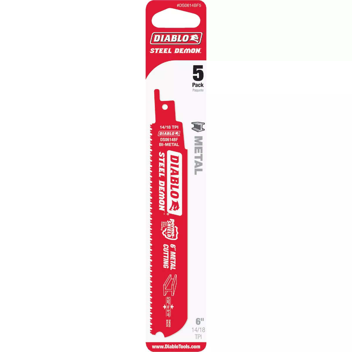 Diablo 6 In. 14/18 TPI Bi-Metal Medium Metal Reciprocating Saw Blade (5-Pack)