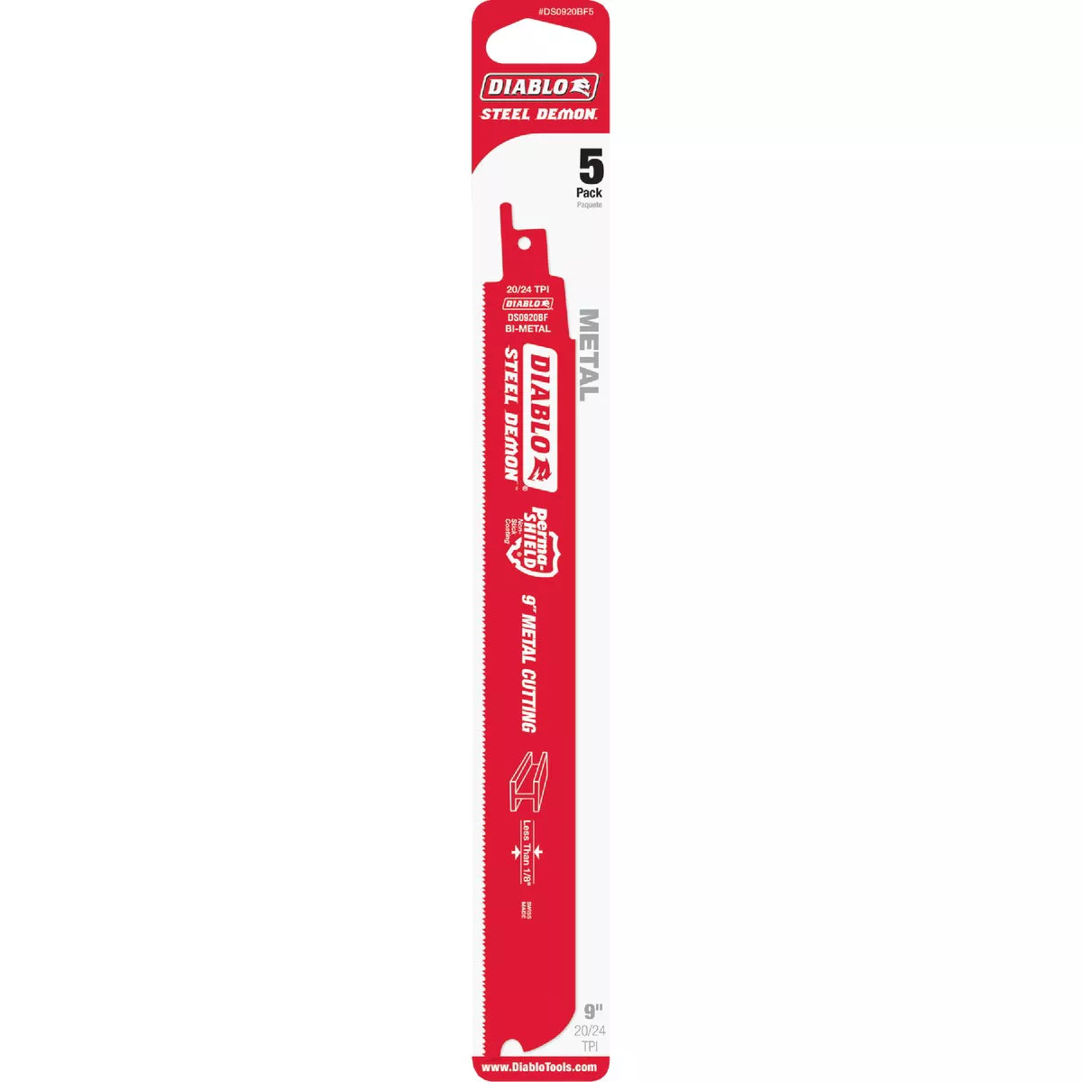 Diablo 9 In. 20/24 TPI Bi-Metal Thin Metal Reciprocating Saw Blade (5-Pack)