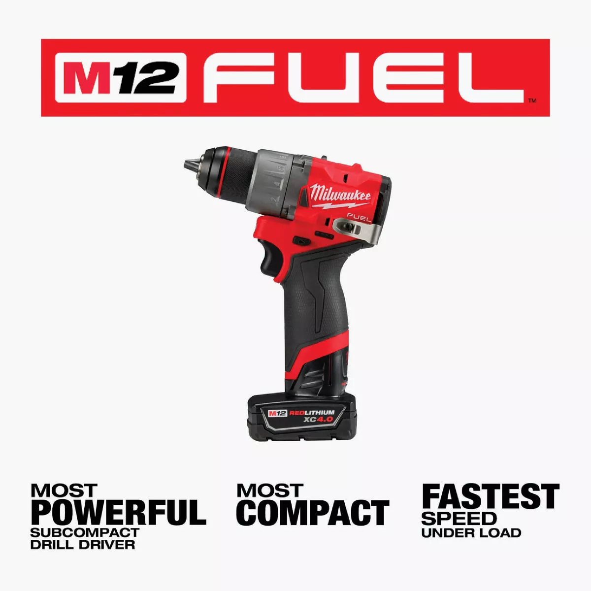 Milwaukee M12 FUEL Brushless 1/2 In. Subcompact Cordless Drill/Driver Kit with 4.0 Ah & 2.0 Ah Battery & Charger - photo 3